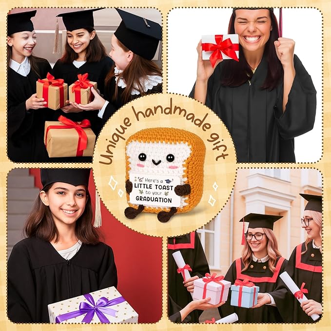 2026 Graduation Gift for College, High School Grads - Funny Handmade Positive Crochet Toast for Graduation Decorations, Best Inspirational Graduate Gift for Her or Him
