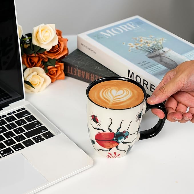 16 oz Beetle Mug - Color Changing Ceramic Coffee Cup for Insect Lovers - Novelty Bug Themed Gift for Men and Women
