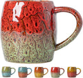 Unique 22OZ Ceramic Coffee Mug with Ergonomic Handle, Microwave & Dishwasher Safe – Red & Green Glazed Ceramic Mug – Gift for Coffee & Tea Lovers, Ideal for Office & Home Use