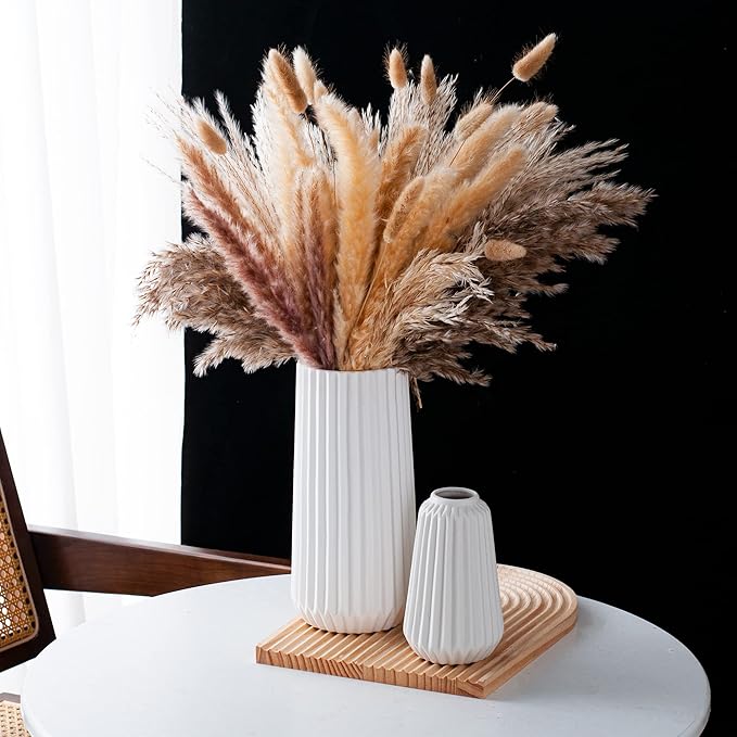 Simple White Ceramic Vase, Modern Home Decoration Porcelain Vase Flower Vase Origami Design, Flower Arrangement Decoration Shooting Props(ZheZB)
