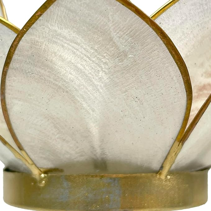 White Capiz Shell Lotus Flower Small Tealight Decorative Candle Holder Home Decor