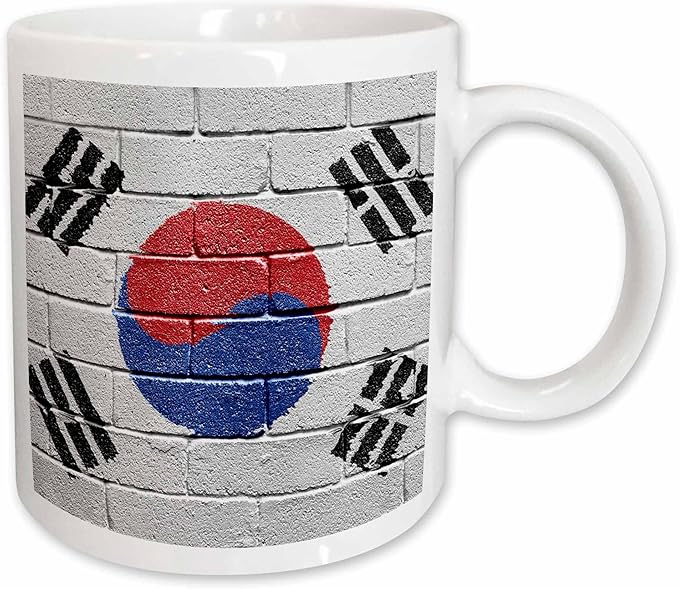 3dRose National Flag Of South Korea Painted Onto A Brick Wall Korean Mug, 15 oz, Ceramic