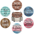 Housewarming Gifts for New Home Ceramic Coasters with Holder Set of 6, Inspirational Home Sweet Home Absorbent Drink Cup Mat for Coffee Table Protection, 4'' Farmhouse Family Kitchen Decor