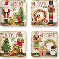 Nutcracker Parade Ceramic Holiday Dessert Plates Set – Santa, Elf, Toy Soldier, Snowman Art for Christmas Entertaining & Festive Tabletop Décor