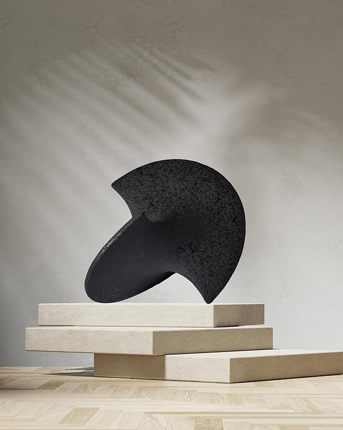 UPWOIGH Black Ceramic Inspired Decor, 5.12x7.28x5.12 in Handmade Premium Personalized Ceramic Balancing Sculpture for Living Room,Table Décor,1Pack