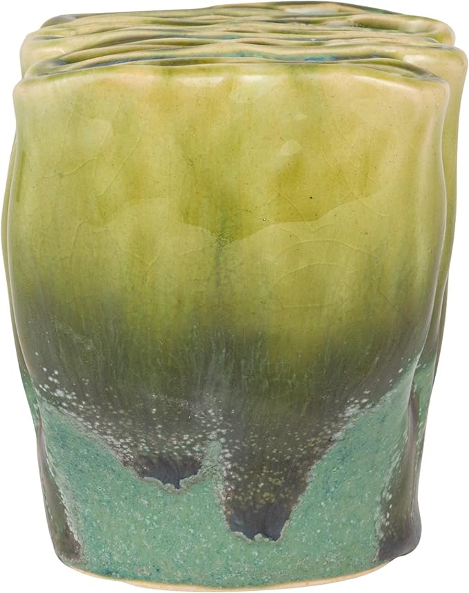 Creative Co-Op Stoneware Sculptural Vase with 6 Sections with Reactive Glaze, Green
