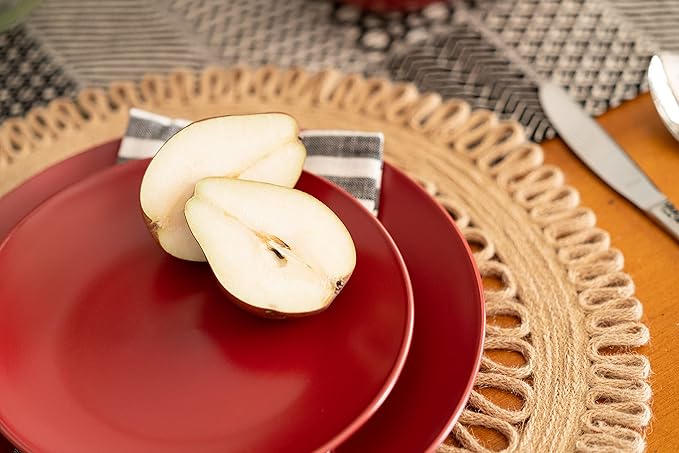 10 Strawberry Street Wazee Matte 8.25" Coupe Salad Plate, Set of 6, Red