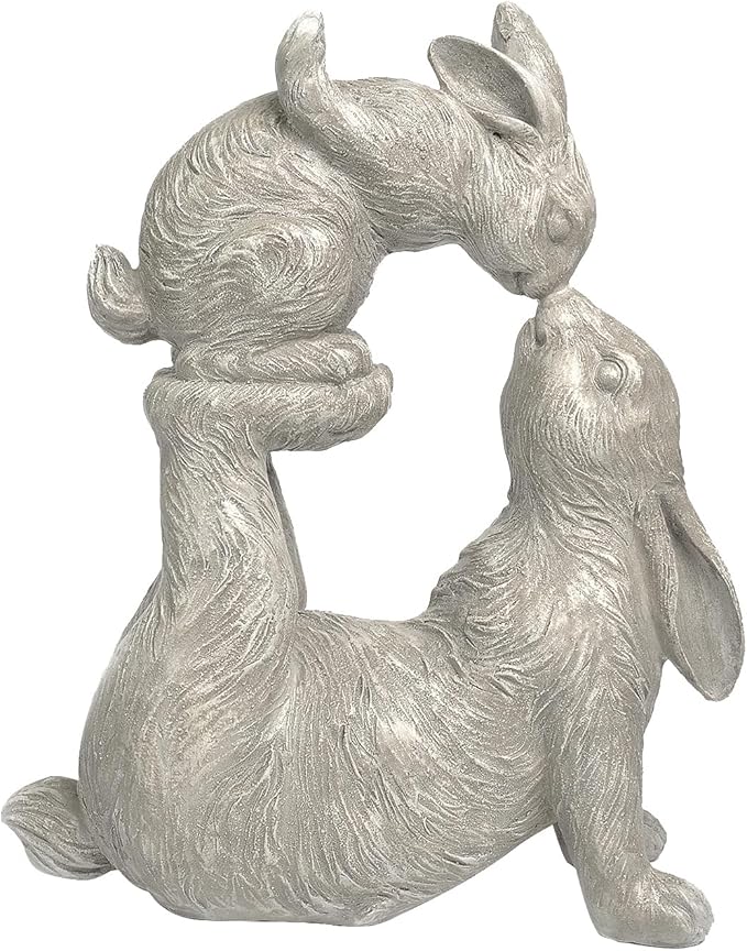 Newman House Studio Garden Statues Kissing Bunny Sulpture - Garden Décor Rabbit Collectible Figurines Yard Decorations Outdoor 11.8" L x 4.8" W x 14.6" H