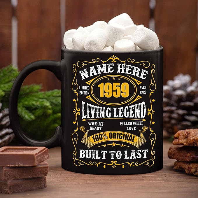 PREZZY Personalized 64th Birthday Coffee Mug Vintage 1959 Limited Edition Mug Black 11oz 15oz