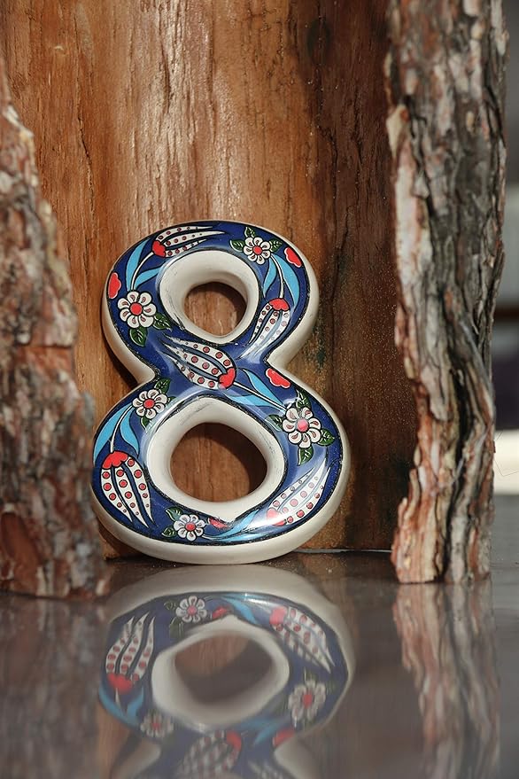 Large Ceramic Housewarming Sign Ceramic Address Plaque House Numbers Sign Door Personalized Coloured Decorative Hand Decoratede Housewarming Gifts Tulip Design 12 * 9 cm (Navy Blue, 8)