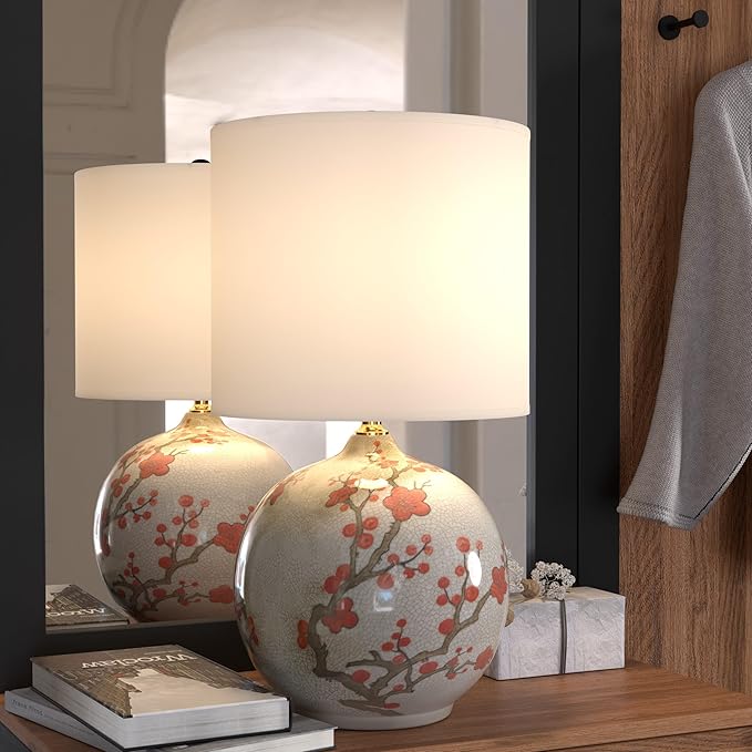 Red Lantern 20" Cherry Blossom Vase Lamp