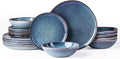 AmorArc Ceramic Dinnerware Sets,Handmade Reactive Glaze Stoneware Plates and Bowls Sets,Highly Scratch Resistant | Dishwasher & Microwave Safe Dishes Set,Service for 6 (18pc)