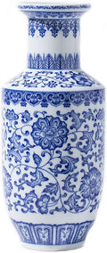 Blue and White Vase, Blue Vase, Chinoiserie Vase, Ginger Jar Vase for Home Decor, Porcelain Decor,10" H