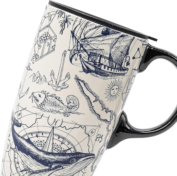 DUSVALLY Ceramic Coffee Mug, Porcelain Tea Cup with Handle for Office and Home, Unique Gifts for Women and Man, Color Box, 17 Oz, Flower Mug