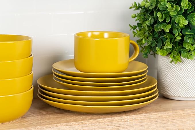 10 Strawberry Street Wazee Matte Oversized Mug, Yellow, Set of 6