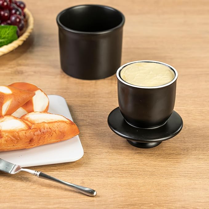 Stoneware Butter Crock with Lid, Ceramic Butter Dish with Water Line, Countertop Butter Keeper, Butter Holder for Countertop, Black