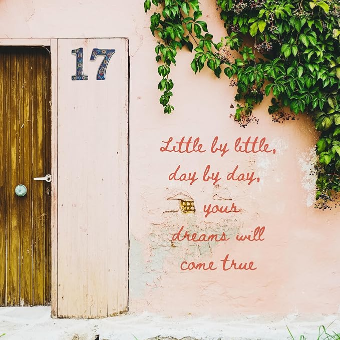Large Ceramic Housewarming Sign Ceramic Address Plaque House Numbers Sign Door Personalized Coloured Decorative Hand Decoratede Housewarming Gifts Tulip Design 12 * 9 cm (Navy Blue, 6)