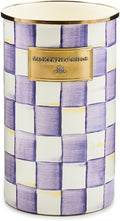 MACKENZIE-CHILDS Enamel Utensil Holder, Stylish Kitchen Countertop Organizer, Purple-and-White Violet Check