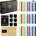WYSPELL 36 Colored Spell Candles | 5" x 1/2" | Taper Candles Kit for Witchcraft & Decor | 6 Chime Candle Holders | Wiccan Supplies & Candlesticks Set - 20-60 Minutes