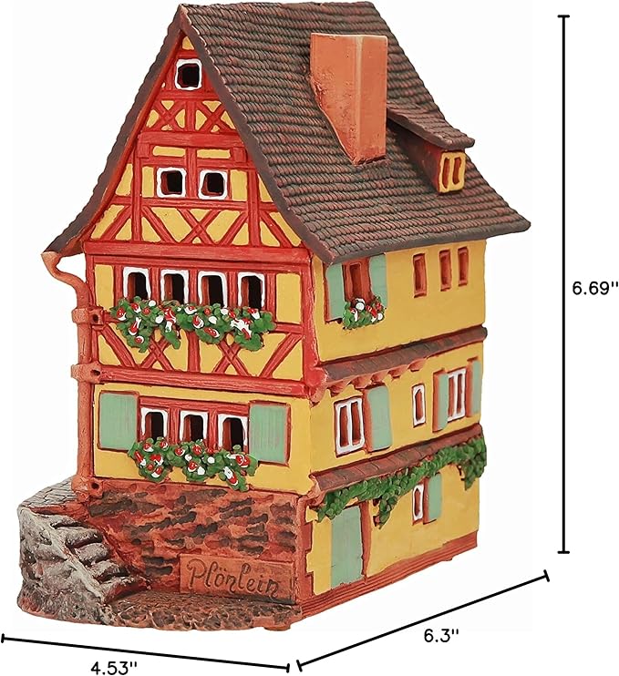 Ceramic Art Tealight Candle Holder Room Decoration Handcrafted Collectible Miniature Aroma Light House Plönlein, Rothenburg, Germany C260
