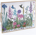 Serving Tray with Handles, Rectangular Plastic Tray 15.75x11.81 Inch, Wildflower, Butterflies & Hummingbirds Style Decorative Tray for Kitchen, Dining Table, Vanity, Office & Home