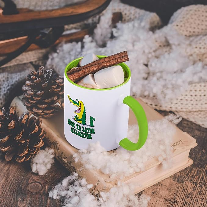 3dRose See Ya Later Alligator 11oz Two-Tone Green Mug