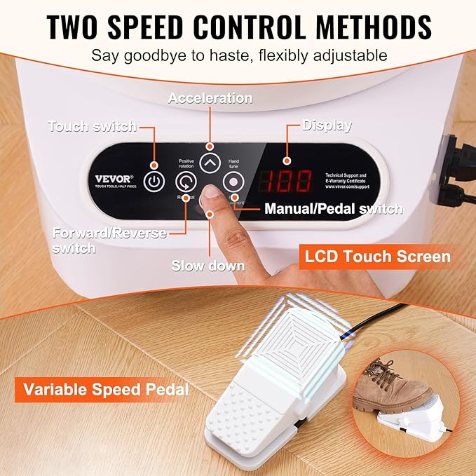VEVOR Pottery Wheel Direct Drive 350W, 10 inch Ceramic Forming Machine with LCD Touch Screen Foot Pedal 50-300RPM Adjustable Speed, 18PCS Accessory Tools Kit for Adults Beginners, Craft Gift, White