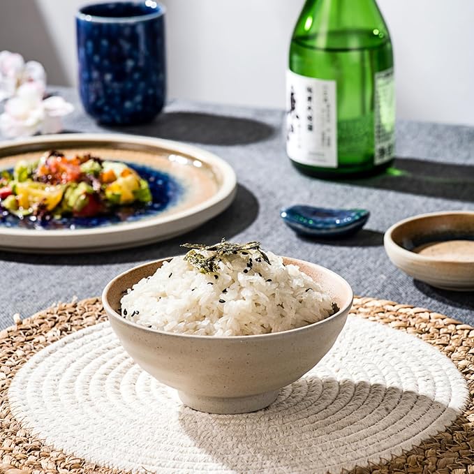 UNICASA Sushi Dinnerware Set,7Pcs Japanese Style Sushi Plate Serving Set, Includes 8 Inch Round Plate, 4.5 Oz Dipping Bowl, 3 Oz Dip Bowl, Spoon, Chopsticks and Rest