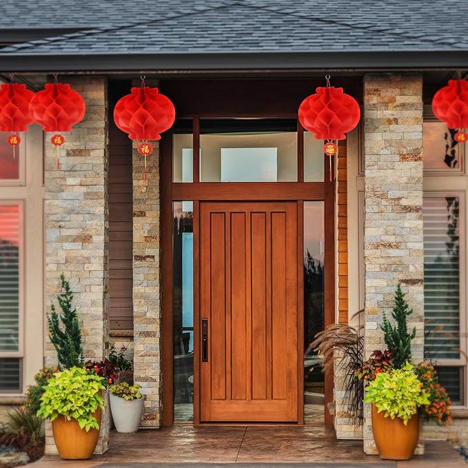 Red Paper Lantern Hanging Lanterns for Chinese Spring Festival, Wedding, Celebration, Lantern Festival Festive Decoration (10 INCH) (10 Piece)
