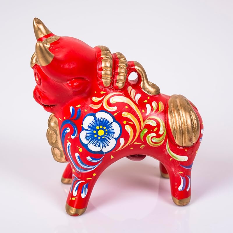Peruvian Red Ceramic Pucara Bull 4.7" Tall, Folk art ceramic, Bull of Pucara Figurine, Peruvian Sculpture Bull, pottery sculpture from Peru