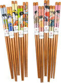 10 Pairs Reusable Bamboo Chopsticks, Edo Period Lady Pattern Natural Bamboo Wood Chopsticks, 8.8Inch/22.5cm Polybag packing by LANHUTHS