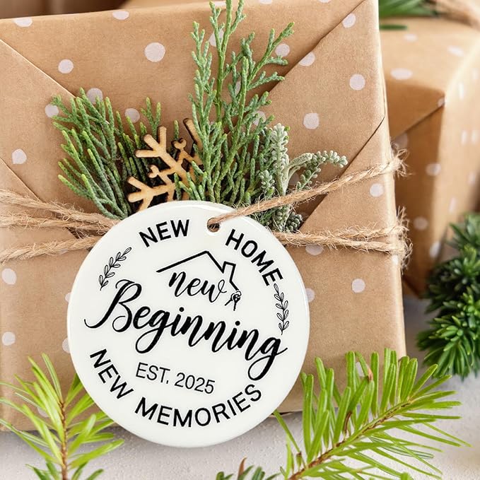 House Warming Gifts New Home, New Home Ceramic Card, Housewarming Gifts, Ornaments for Friends, Neighbors, Couples, and Family, Housewarming Gift with Packaging Box