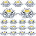 meekoo 18 Pcs Crystal Glass Lotus Candle Holders Lotus Crystal Tealight Candle Holders for Christmas Home Decor Wedding Party