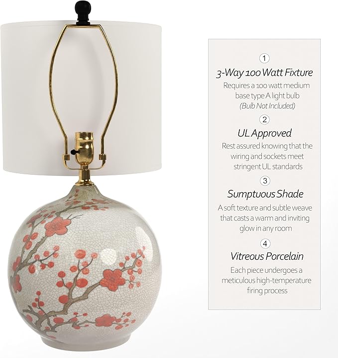 Red Lantern 20" Cherry Blossom Vase Lamp