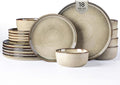GBHOME Dinnerware Sets for 6, 18 Pieces Stoneware Plates and Bowls Sets, Scratch Resistant Dishes, Dishwasher & Microwave Safe, Reactive Glaze