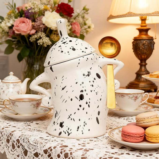 Jefuzh Attitude Canisters,Canister With Attitude Ceramic Storage Jars Large Ceramics Jar With Lid Sassy Fun Canister A Complimentary Fine Spoon for Coffee, Tea, Sugar, Spices Storage (Cyan)