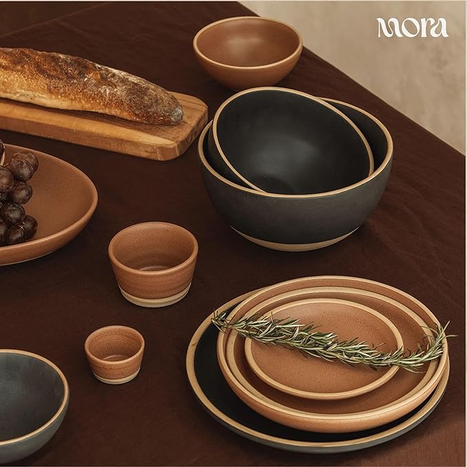 Mora Mini Ramekins Set of 4, 8oz Ceramic Pottery Baking Dishes - Microwave, Oven and Dishwasher Safe - Terracotta