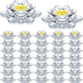 meekoo 48 Pcs Crystal Glass Lotus Candle Holders Lotus Crystal Tealight Candle Holders for Christmas Home Decor Wedding Party