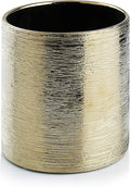 WGVI Gold Etched Ceramic Cylinder Vase Width 3.75" Height 4", Flower Arrangements, Candle Holder, Terrarium Planter Pot, Storage Container Organizer, Pen Brush Holder, Scratched Texture, 1 Piece