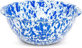 Crow Canyon Home Enamelware Serving Bowl, 1.5 quart, Blue/White Splatter (Single)
