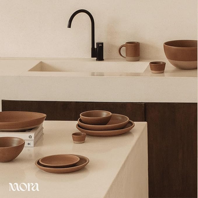 Mora Nano Ramekins Set of 4, 2oz Ceramic Pottery Sauce Cups - Microwave, Oven and Dishwasher Safe - Terracotta