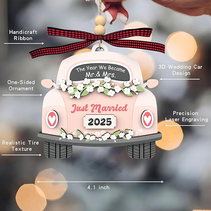 Wedding Gifts for Couples 2025 - Bridal Shower Present - Bachelorette Gifts for Bride, Future Mr & Mrs - Wedding Decor Newlywed Gift for Married Couples - Wood Hanging Ornament 2025
