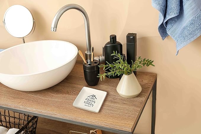 Topthink Realtor Gift - Real Estate Agent Closing Gift for Valentines Day, Birthday, Christmas - Best Broker I Turn Dreams Into Reality Ceramic Jewelry Holder Ring Dish Trinket Tray