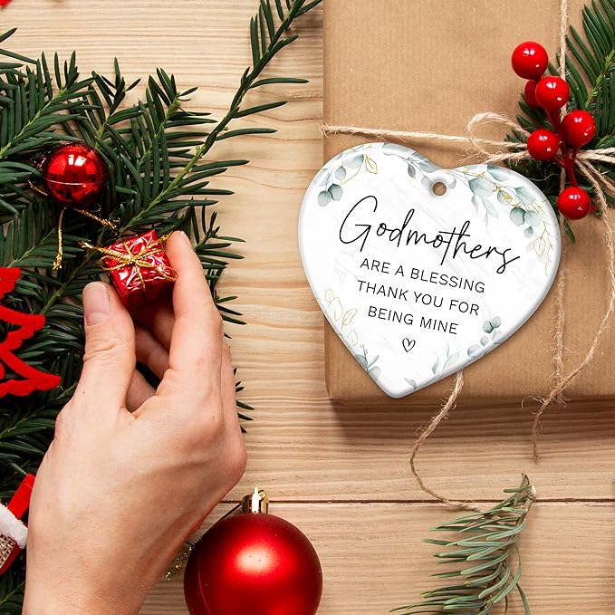 ZAGKOO Godmother Gifts from Godchild, Goddaughter, Godson - Godmothers Ornament Thank You for Being Mine, Best Godmother Gifts - Godmothers Present Ideas - Ceramic Christmas Ornament 2026