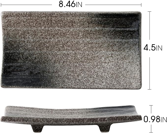 Uaral Sushi Plate Japanese Dish Set Ceramic Sashimi Plate 4 Pieces Sushi Serving Plate(8.5inch Midnight Blue)