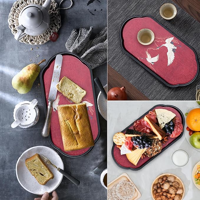 Elegant Absorbent Tea Tray – Vintage Handcrafted Gongfu Tea Table with Crane & Nature-Inspired Patterns, Tea Serving Tray, Compact Water-Absorbing Tea Board for Home & Office