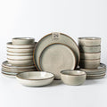 GBHOME 24 Pieces Double Bowls Ceramic Dinnerware Sets for 6, Stoneware Plates and Bowls Set with Reactive Glaze, Scratch Resistant Stoneware Dishes Set, Dishwasher & Microwave Safe