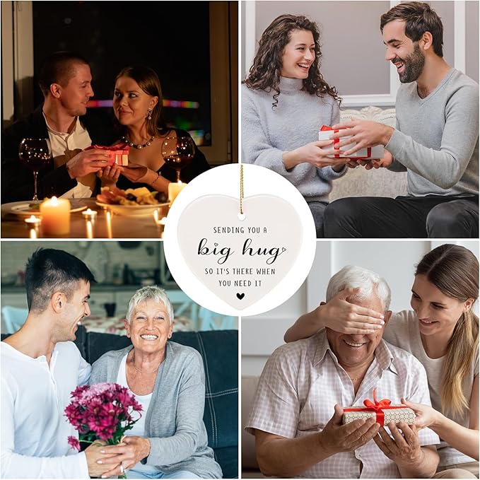 Inspirational Gifts for Women, Get Well Soon Gift Heart-Shaped Hanging Decoration Thinking of You Gifts Feel Better Present for Men Friends-Sending You A Big Hug Ornament