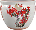 Red Lantern Large 20" Porcelain Fishbowl Cherry Blossom Planter