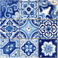 DYARI Set of 9 Decorative Ceramic Tiles – Hand Painted Indoor & Outdoor – Artisan Top Kitchen – Mediterranean Decorative 4x4 / One Tile Durable Colorful (Blue, Sample (1 Tile 4x4))